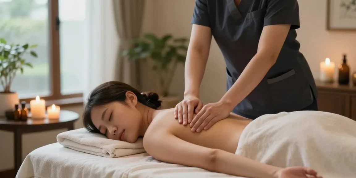 부천출장안마 서비스로 편안한 마사지 받는 모습과 아늑한 공간을 담은 이미지