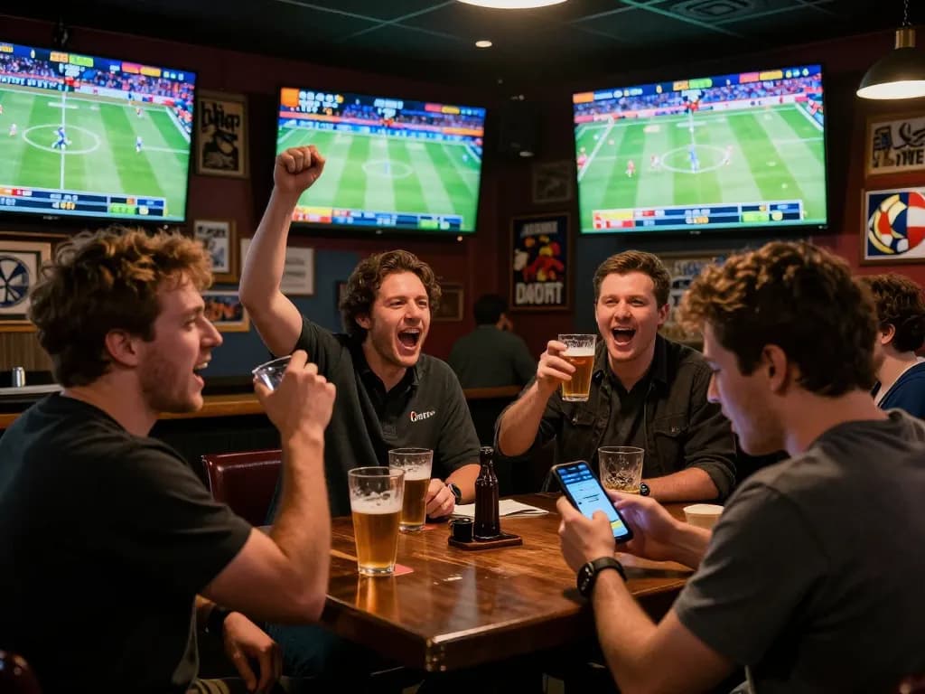 Engaged fans placing bets on Nhà cái 78WIN during a lively sports event.