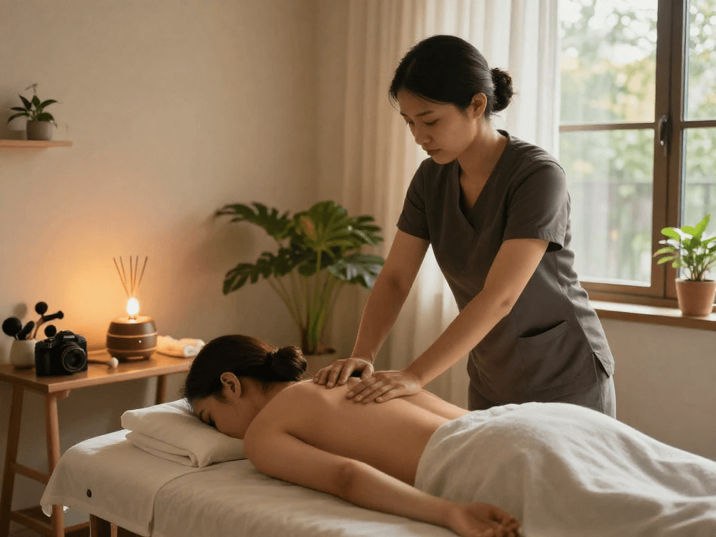 Enjoying a relaxing 의정부출장마사지 in a peaceful home setting with professional care.
