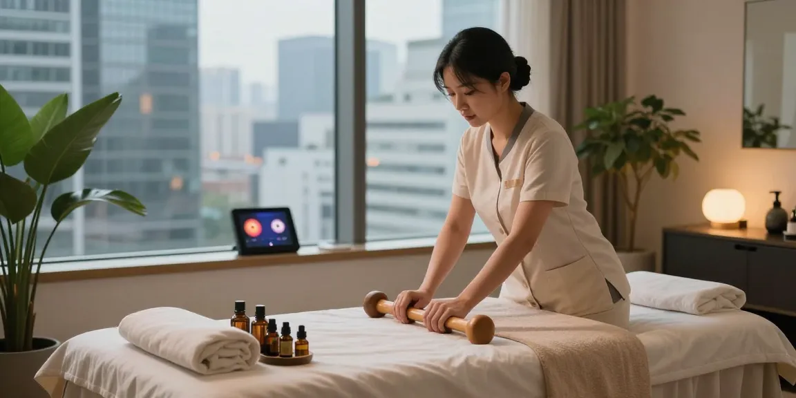 Experiencing a 강남출장마사지 in a tranquil luxury setting with professional service elements.
