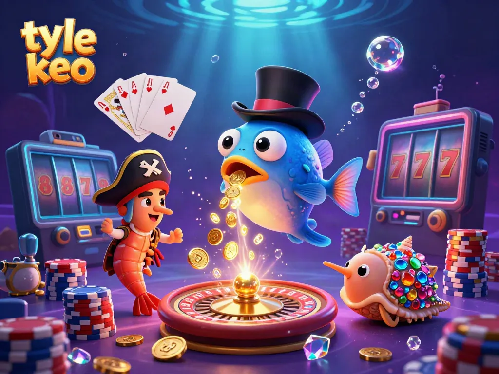 Explore thrilling ty le keo with a vibrant 3D casino scene filled with riches and excitement.