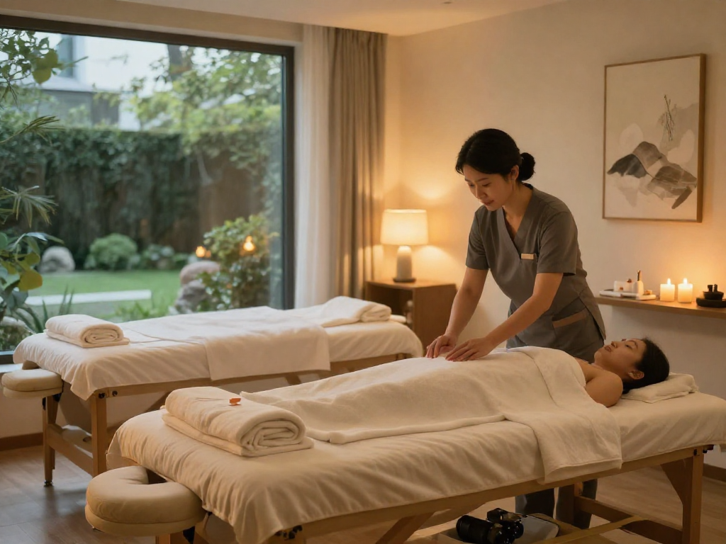 Relaxing 분당op wellness center scene with professional staff and calming atmosphere.