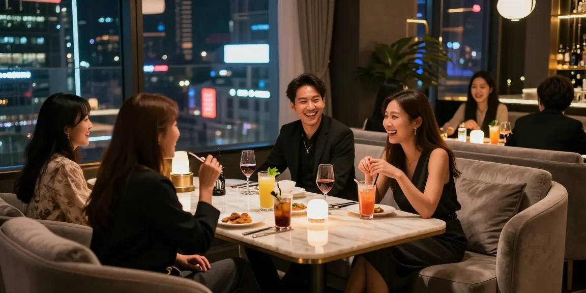 강남달토에서 스타일리시한 밤의 분위기를 즐기는 손님들 모습