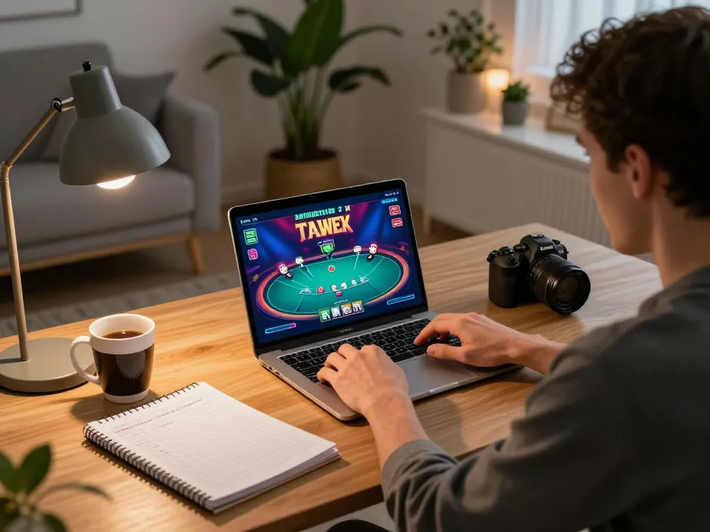 Engaged player at table during gamebaidoithuong online poker session, illustrating strategic gameplay.