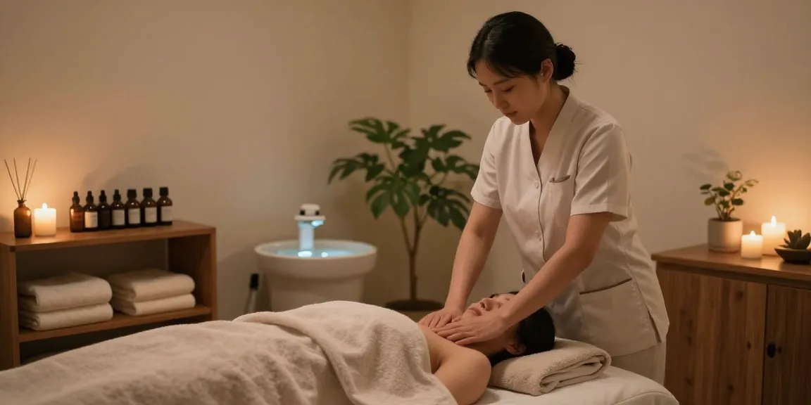 부천출장마사지 중인 마사지 치료사와 편안한 치료 공간의 모습