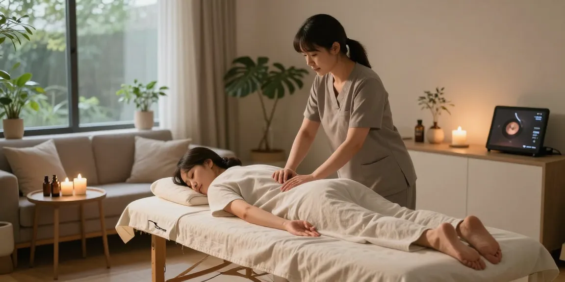 Experience 화성출장마사지 in a serene home setting, showcasing a professional therapist enhancing relaxation.