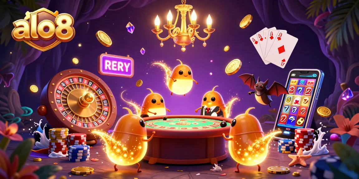 Experience the vibrant action at alo8 casino with glowworms lighting the games and a bat dealer.