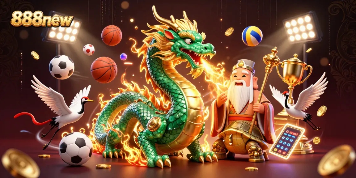 Experience thrilling gaming with 888new's vivid dragon and sage artwork, perfect for gamblers.